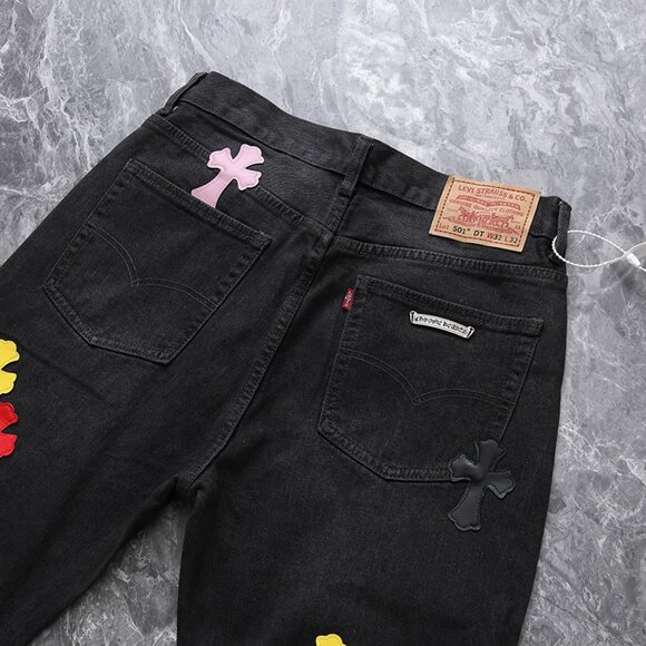 Chrome Heart Leather Patch Jeans - Picture 6 of 8